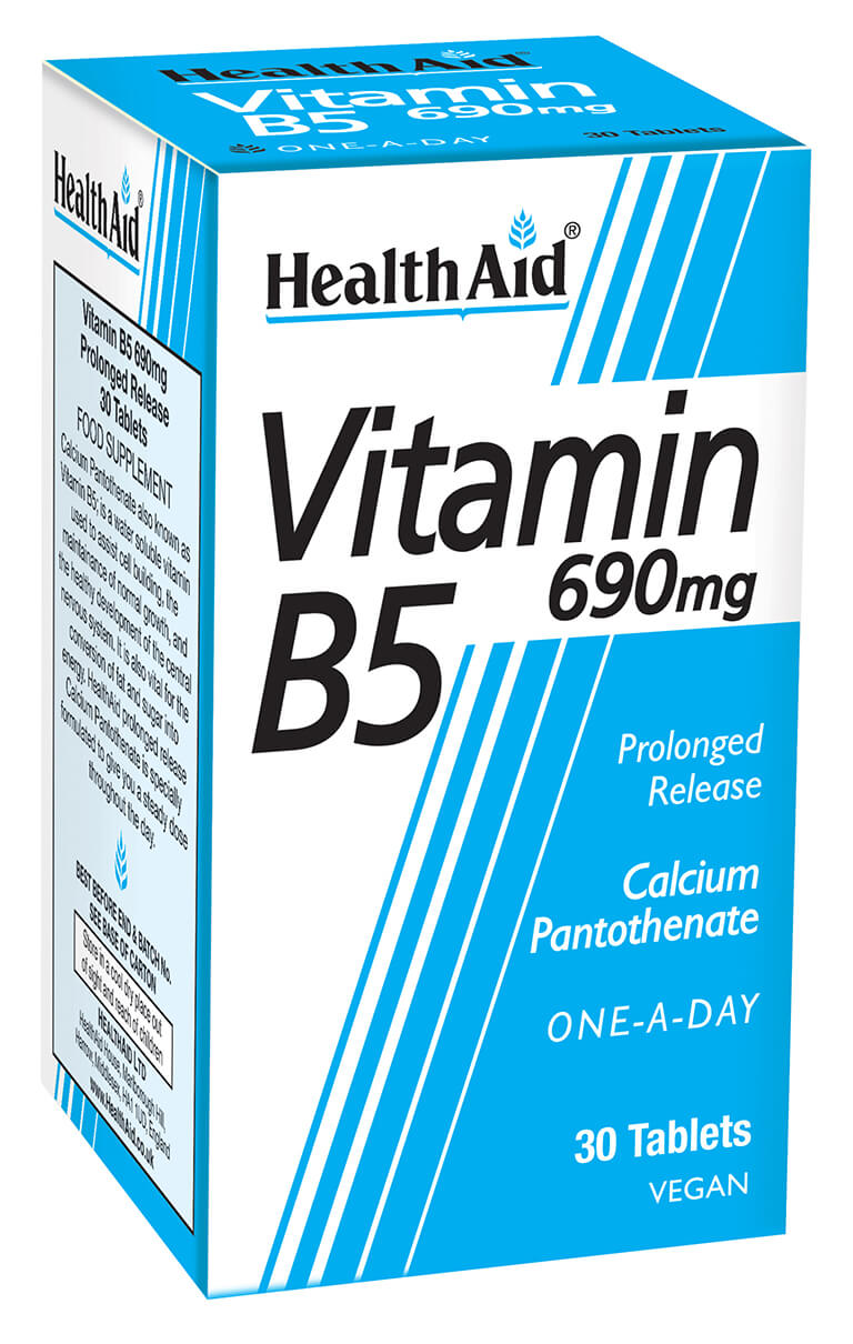 Calcium Pantothenate (Vitamin B5) 750mg - Prolonged Release - 30 Tablets